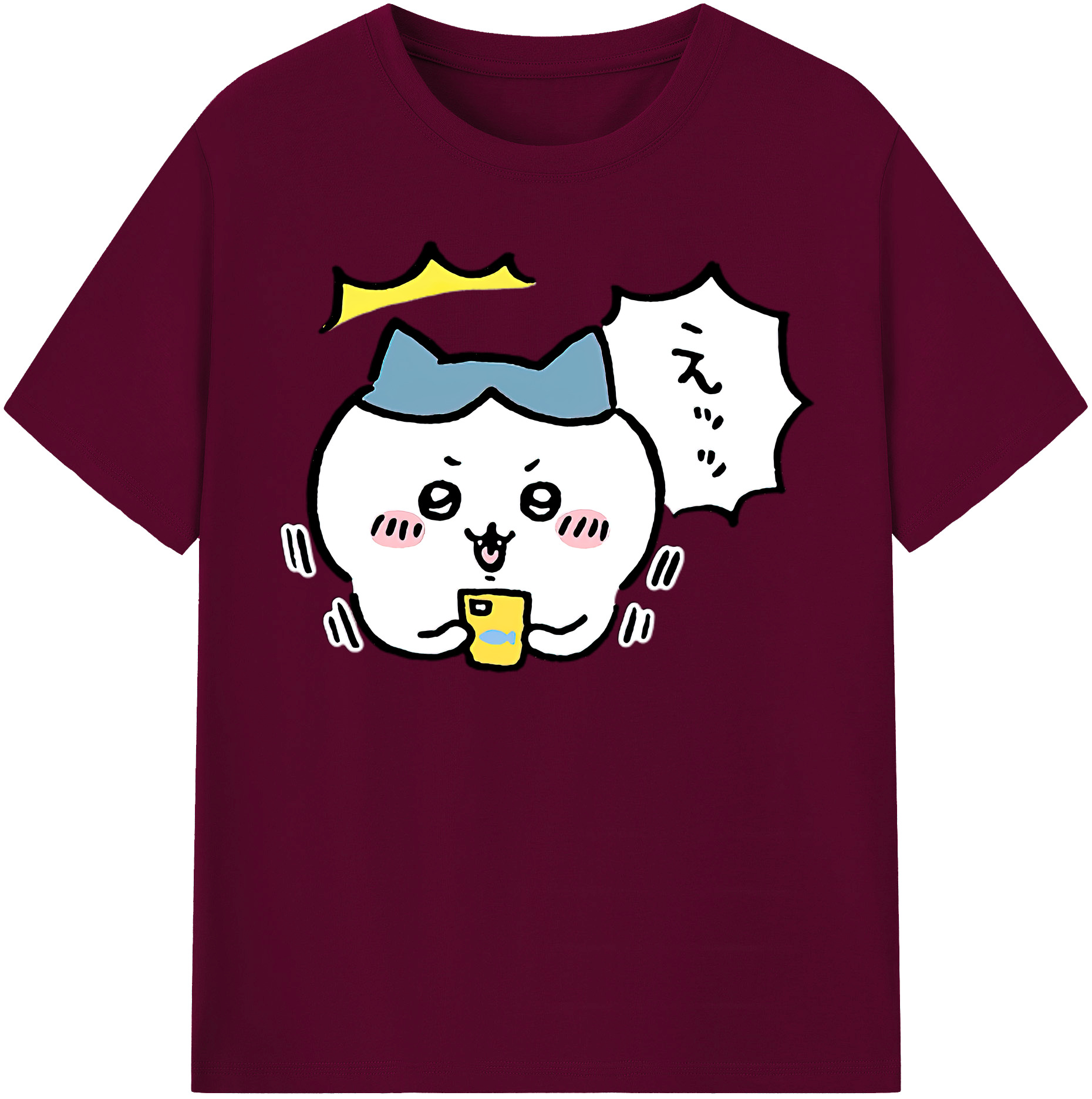（画像用） ちいかわ ハチワレ Chii-kawa hachiware レディースカジュアルプリントTシャツ（綿100％）